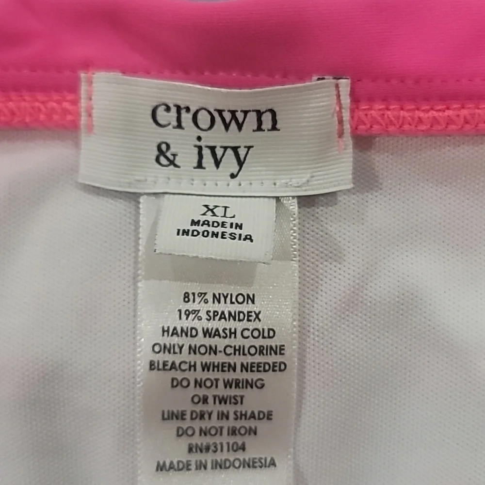 crown & ivy Pink and White Patterned Bandeau Bikini